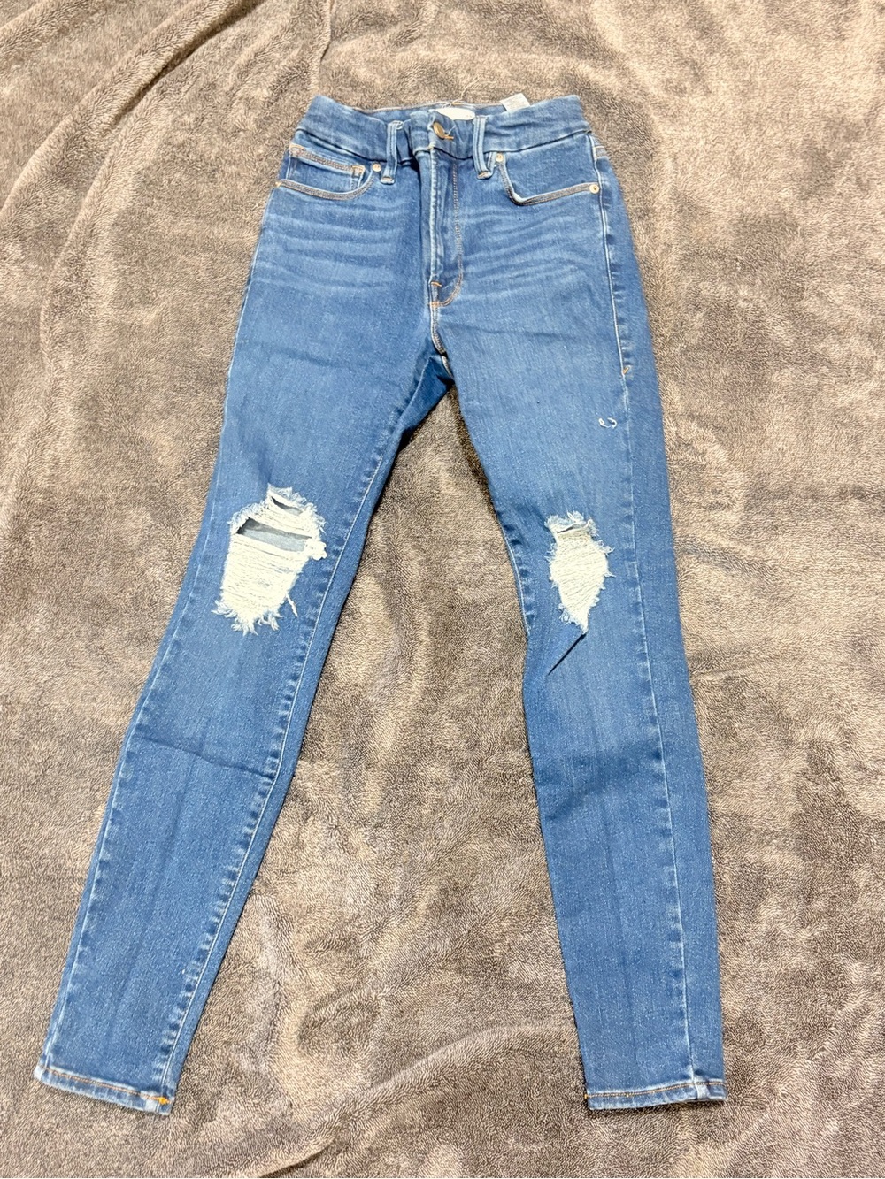 Good American Light Blue Distressed High-Rise Skinny Jeans